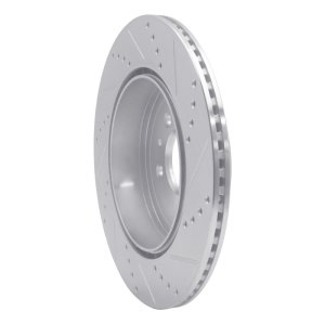 Mazda CX-9 Brake Rotor (1) - Rear Left - R1 Concepts - Drilled & Slotted - Silver - `07-`15